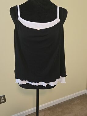 torrid Black Layered Tank with White Trim